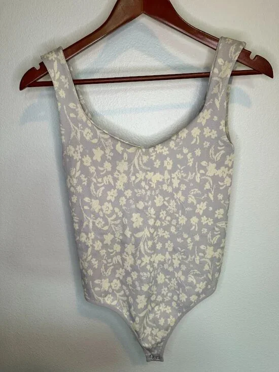 Intimately Free People Clean Lines Lavender Floral Boho Thong Bodysuit - Medium - Picture 2 of 9